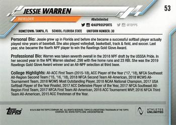 2020 Topps On-Demand Set #18: Athletes Unlimited Softball #53 Jessie Warren Back